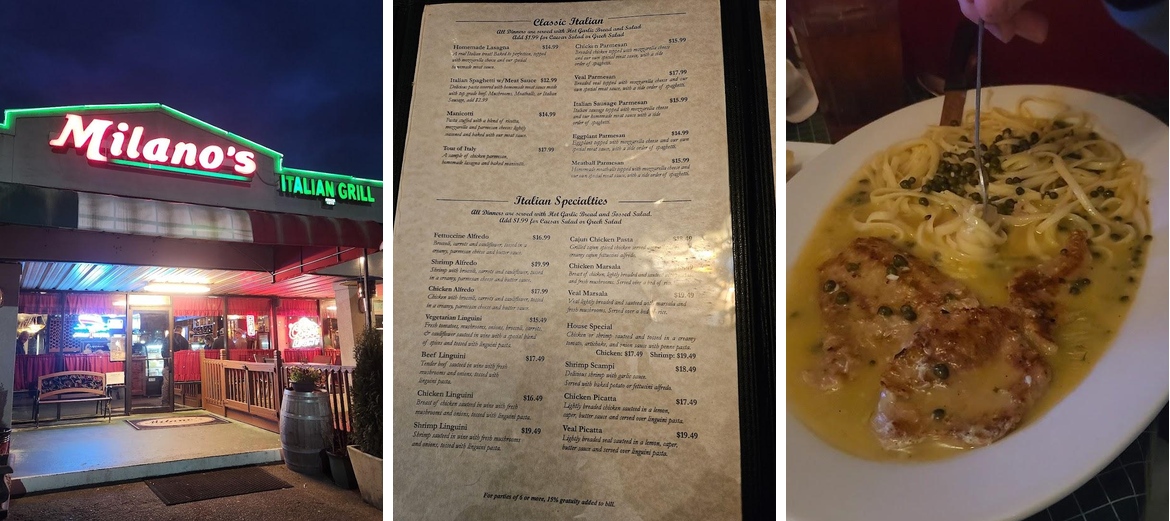 Milano's Italian Grille Menu